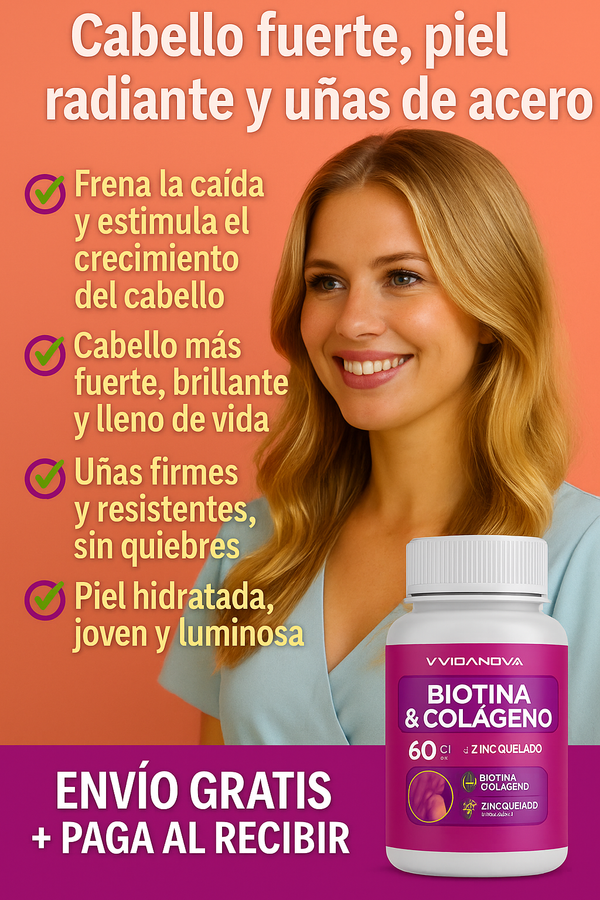💖 Biotina + Colágeno 1000mg - Cabello, Piel y Uñas Radiantes ✨